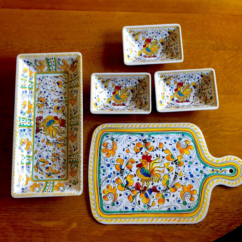 Le Cadeaux Serving Tray, Baguette Tray, and Dipping Dishes